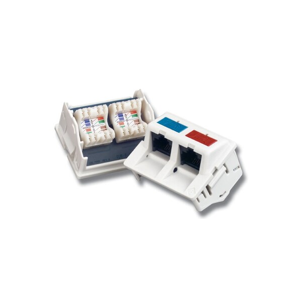 Siemon 2-PORT MOD JACK 110 8W8P UTP, T568A/B CAT6 FLAT, COUPLER IVORY CT-F-C6-C6-20